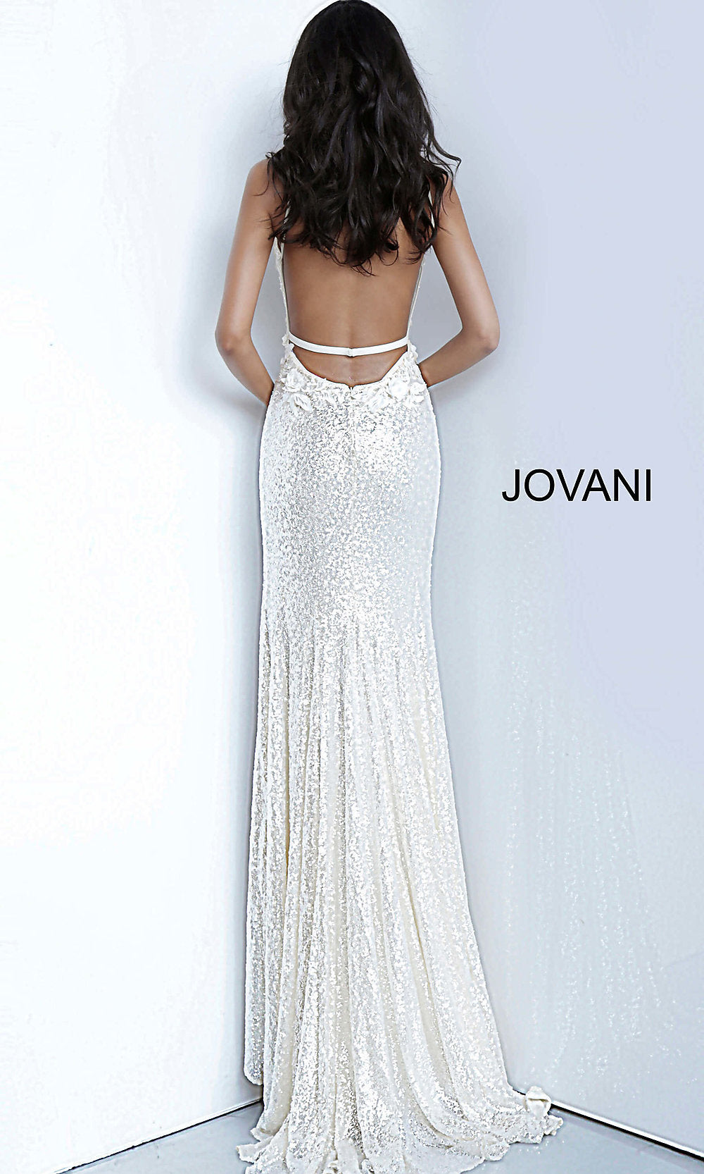  Jovani Long Sequin Backless Prom Dress with Slit