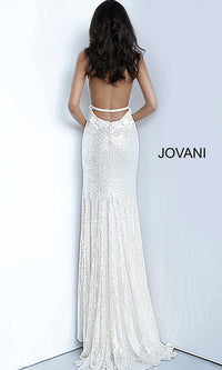 Jovani Long Sequin Backless Prom Dress with Slit