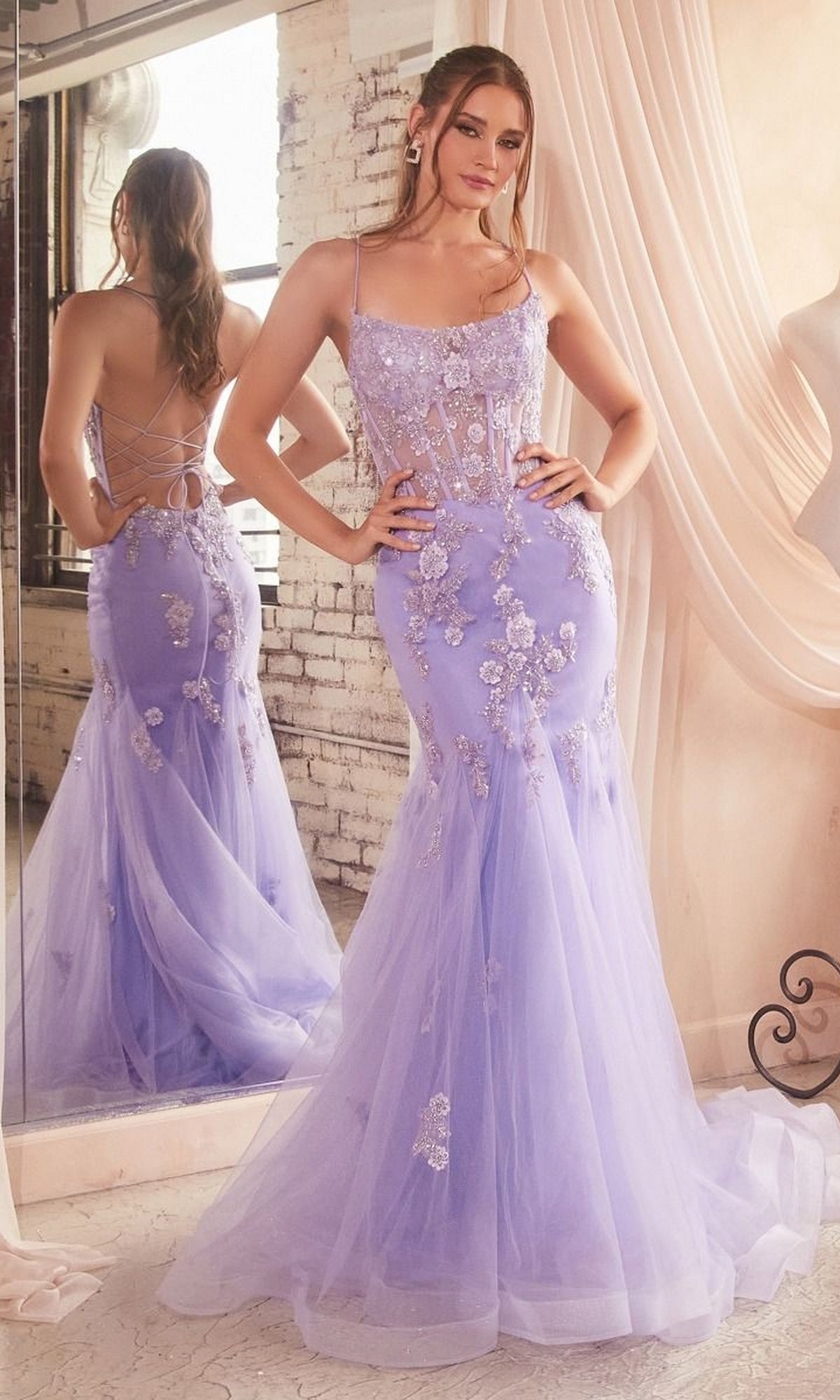 Lavender Long Formal Dress D145 by Ladivine