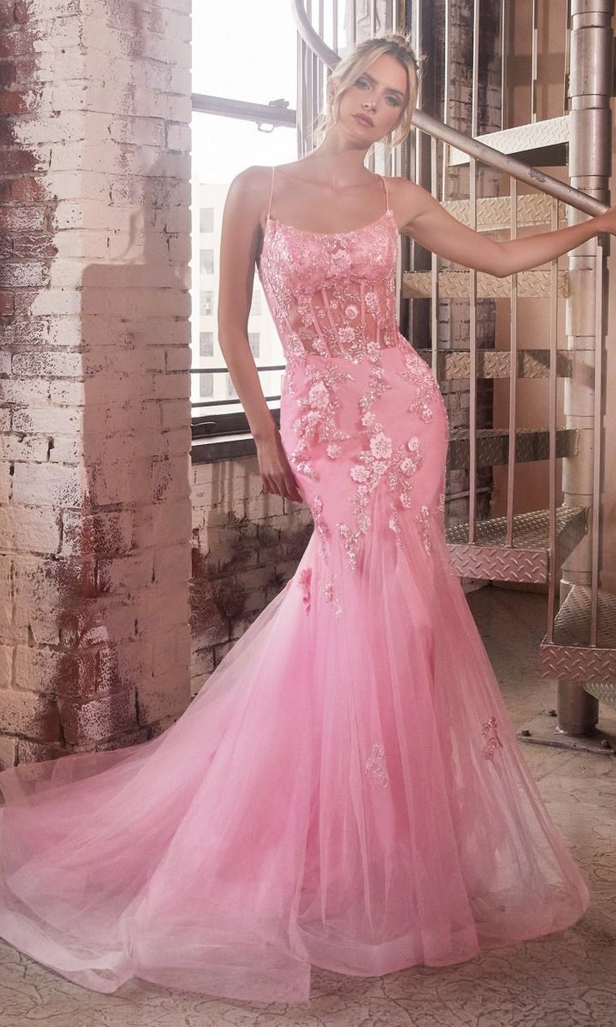 Pink Long Formal Dress D145 by Ladivine