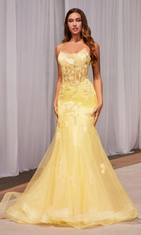 Yellow Long Formal Dress D145 by Ladivine
