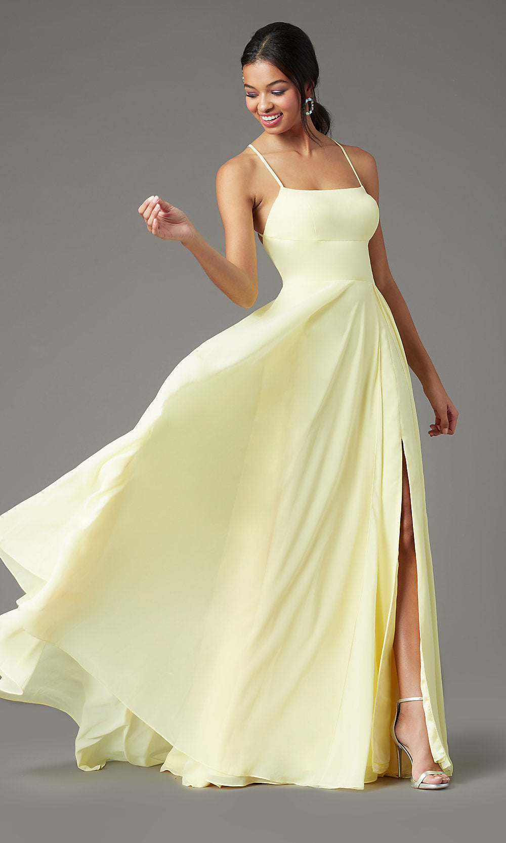 Daffodil Long Square-Neck Formal Prom Dress by PromGirl