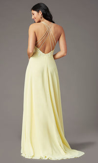Daffodil Long Multi-Strap Open-Back Prom Dress by PromGirl