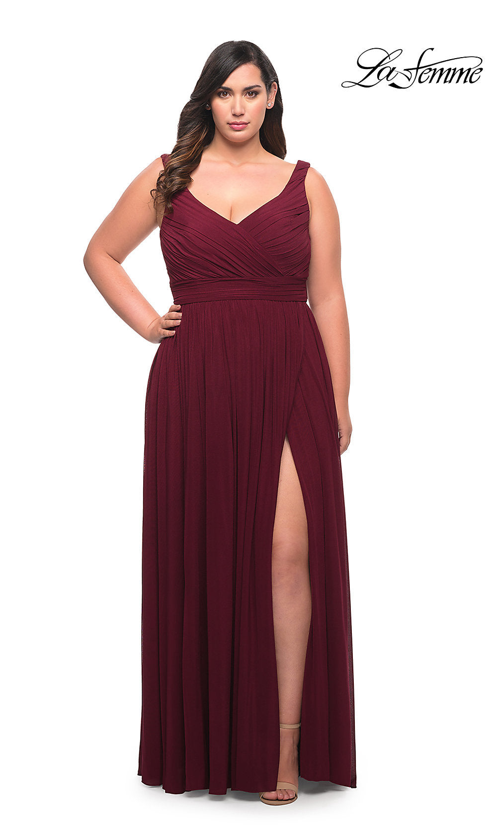 La Femme Empire-Waist Plus-Size Long Prom Dress La Femme Empire-Waist Plus-Size Long Prom Dress