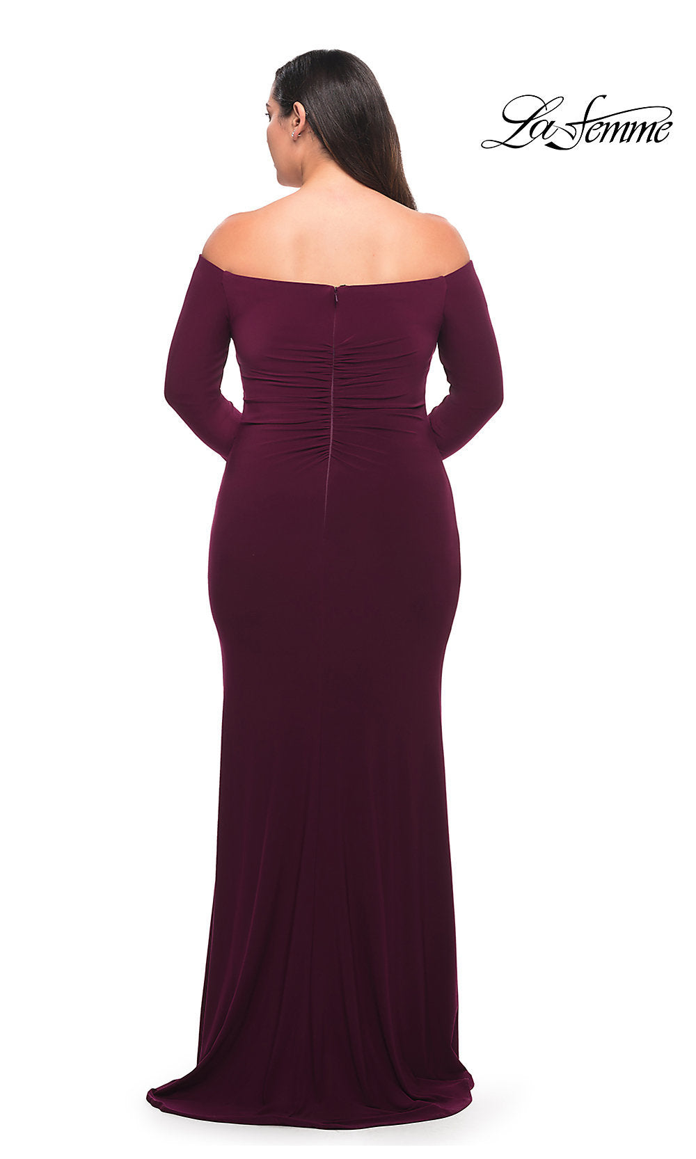 Long Sleeve La Femme Long Plus Prom Dress - PromGirl Black / 20W Long Sleeve La Femme Long Plus Prom Dress - PromGirl Black / 20W