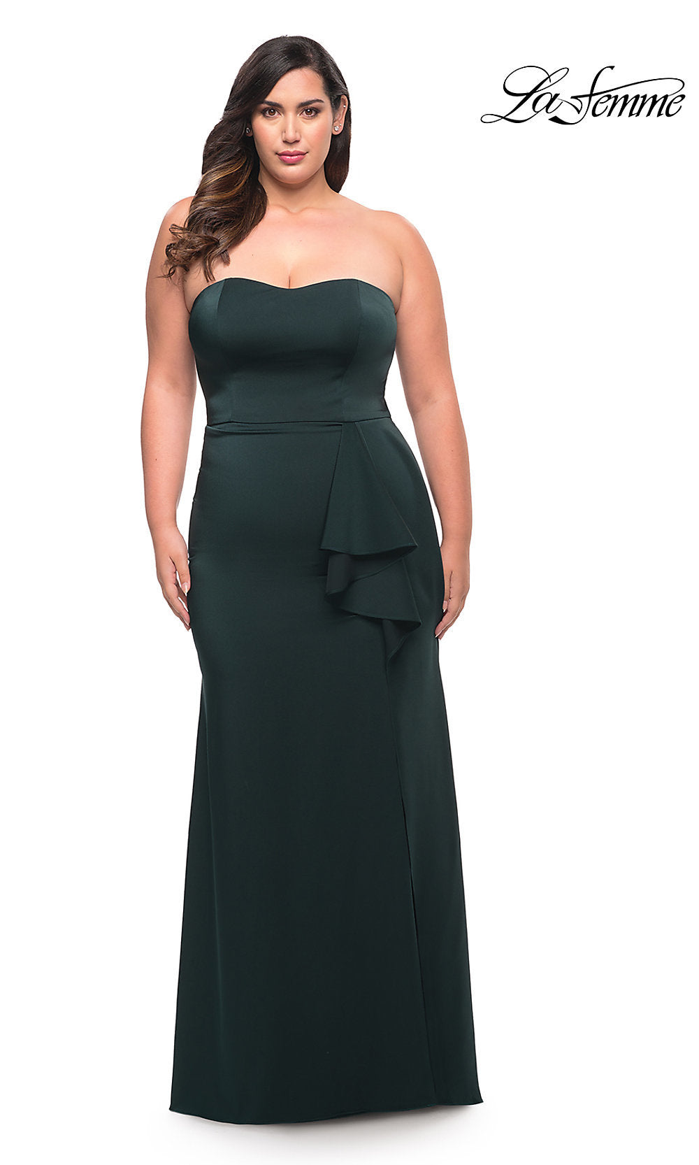 La Femme Strapless Long Plus-Size Prom Dress -PromGirl Dark Emerald / 22W La Femme Strapless Long Plus-Size Prom Dress -PromGirl Dark Emerald / 22W