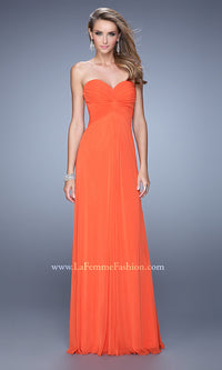 Dark Papaya Strapless Long La Femme Prom Dress with Front Knot