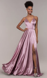 Deep Mauve Long A-Line Faviana Formal Prom Dress with Pockets