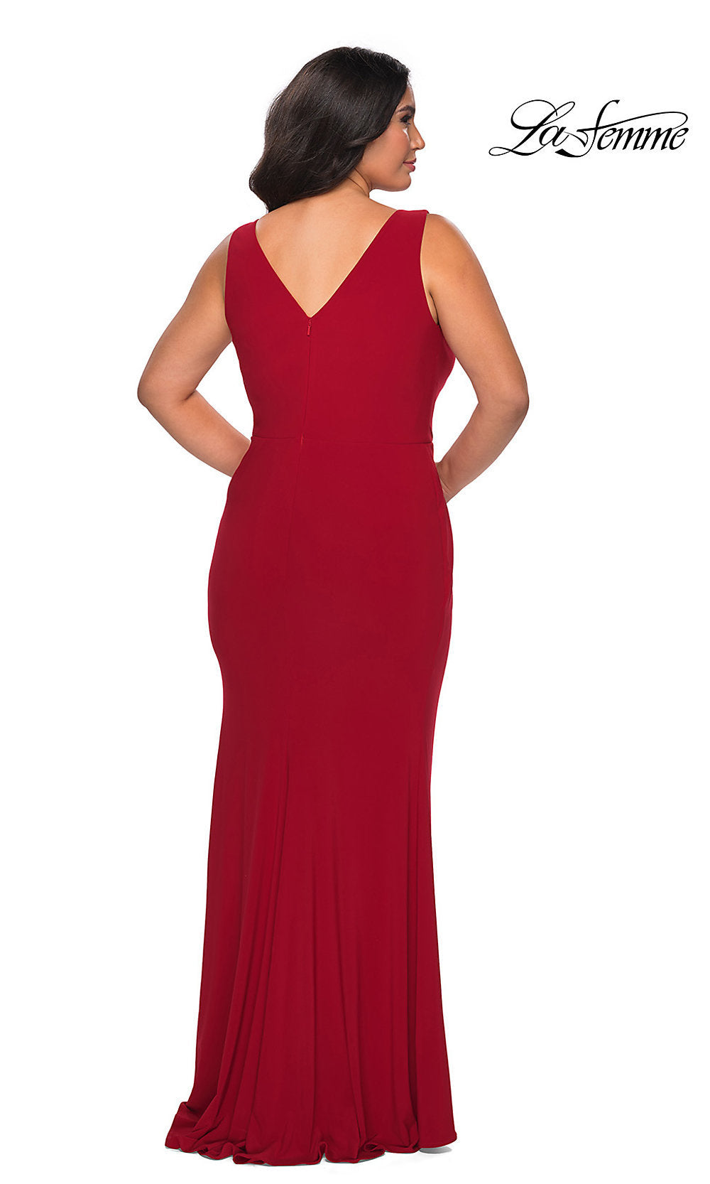  Plus-Size Long La Femme Prom Dress with Slit