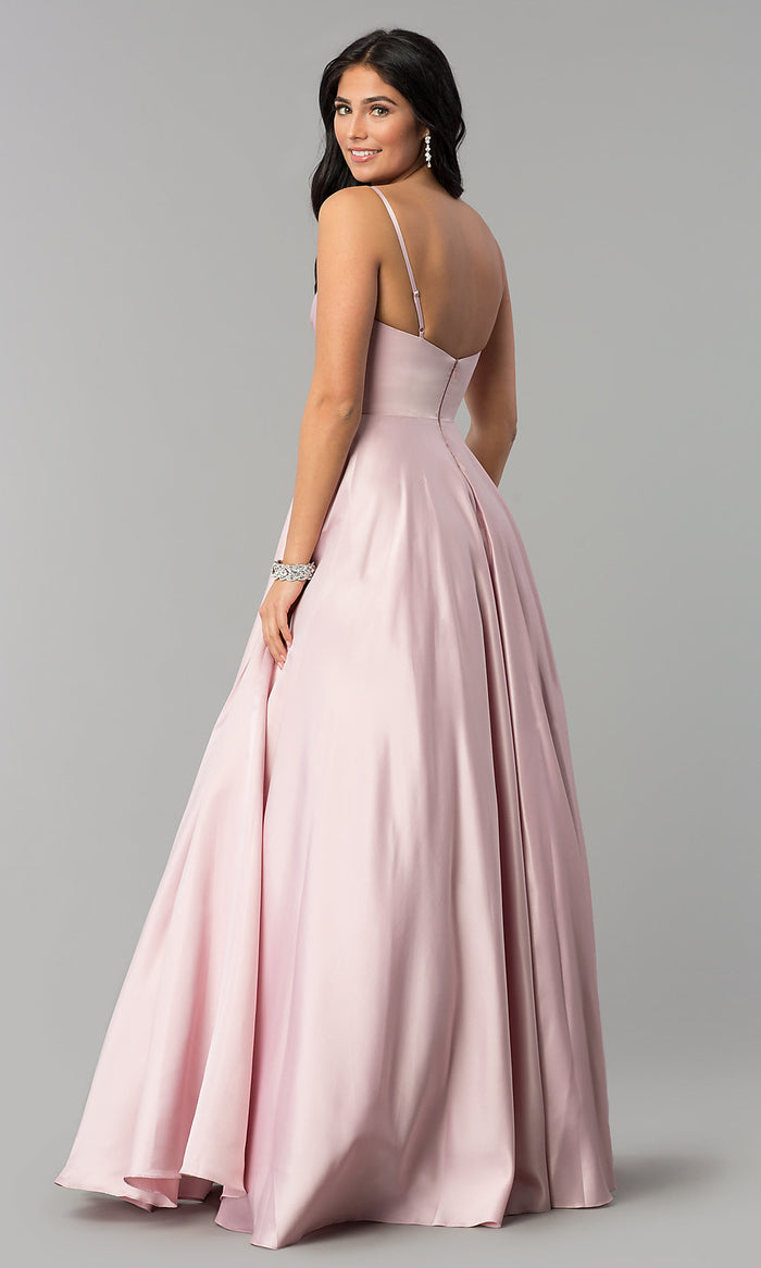  Pleated-Bodice Long Classic Formal Ball Gown