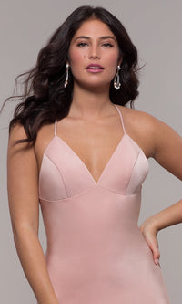  Sleeveless Long Fitted Satin Prom Dress by Faviana