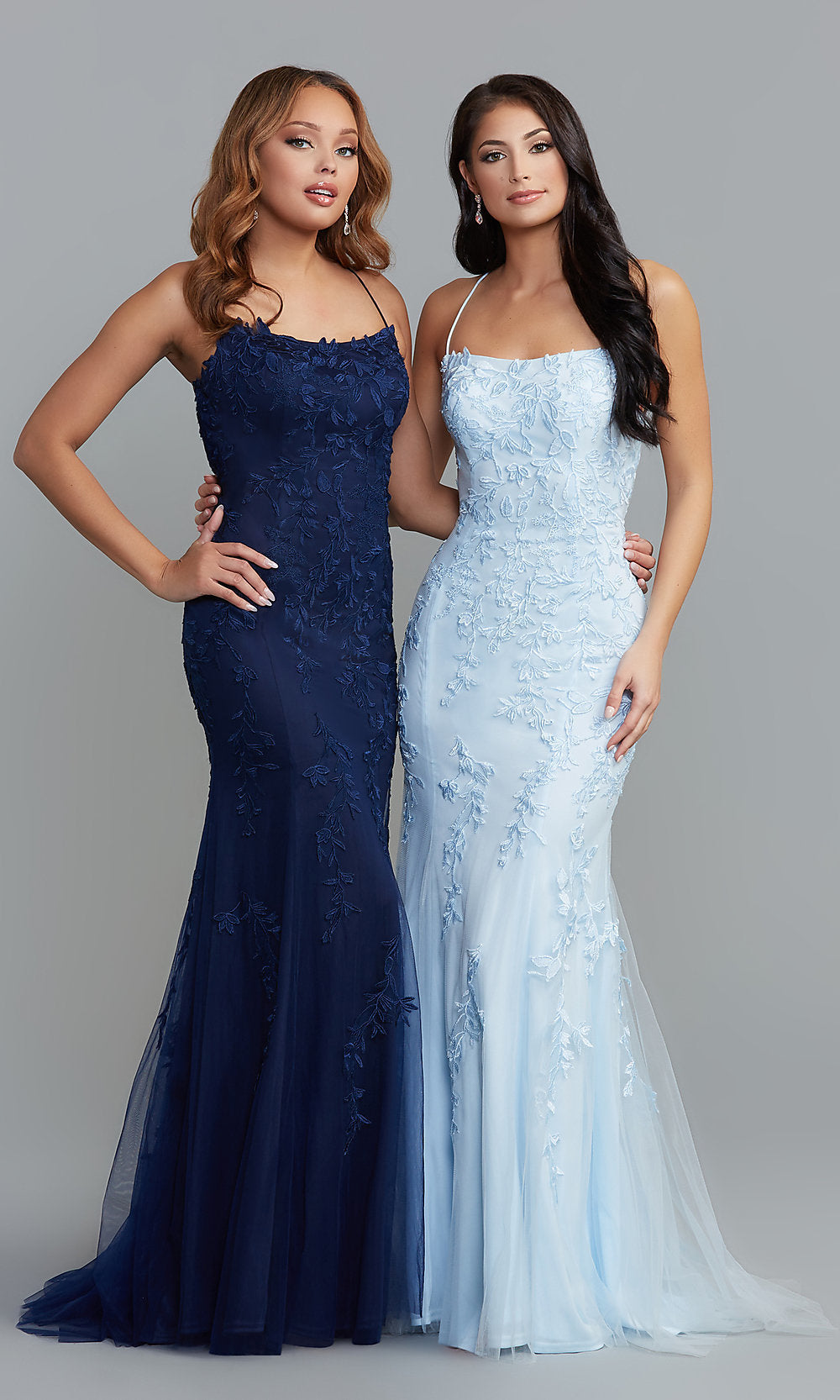 Eclipse Backless Long Blue Formal Prom Gown with Beading