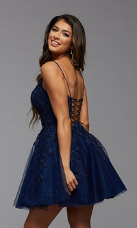  Short Prom Dress with Beaded Embroidery