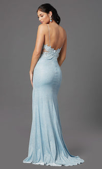  PromGirl Illusion-Bodice Long Glitter Prom Dress