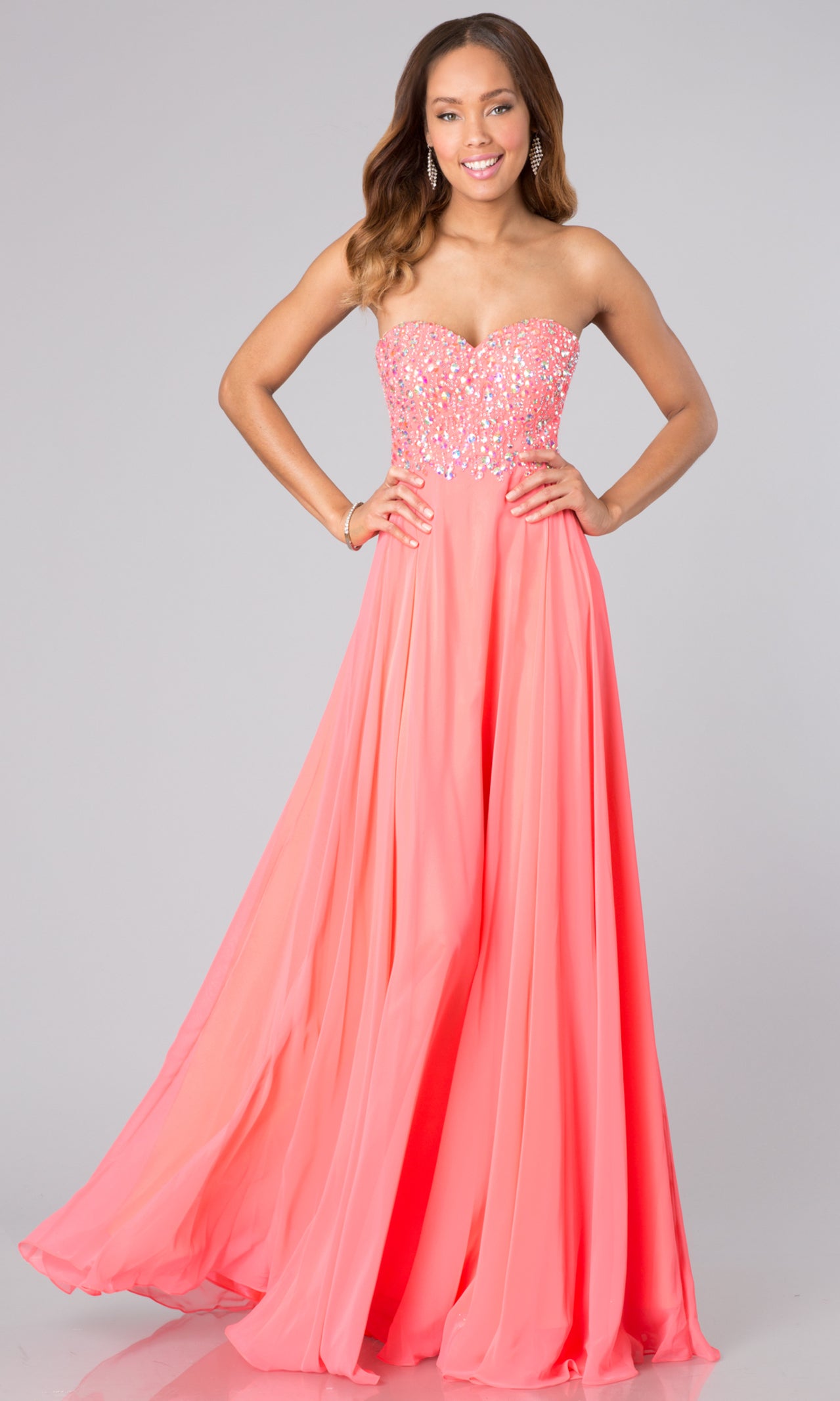 Electric Pink Full Length Strapless Sweetheart Dress