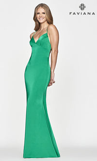 Emerald Faviana Long Satin Emerald Green Prom Dress