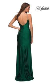  La Femme Simple Long Prom Dress with Beaded Straps
