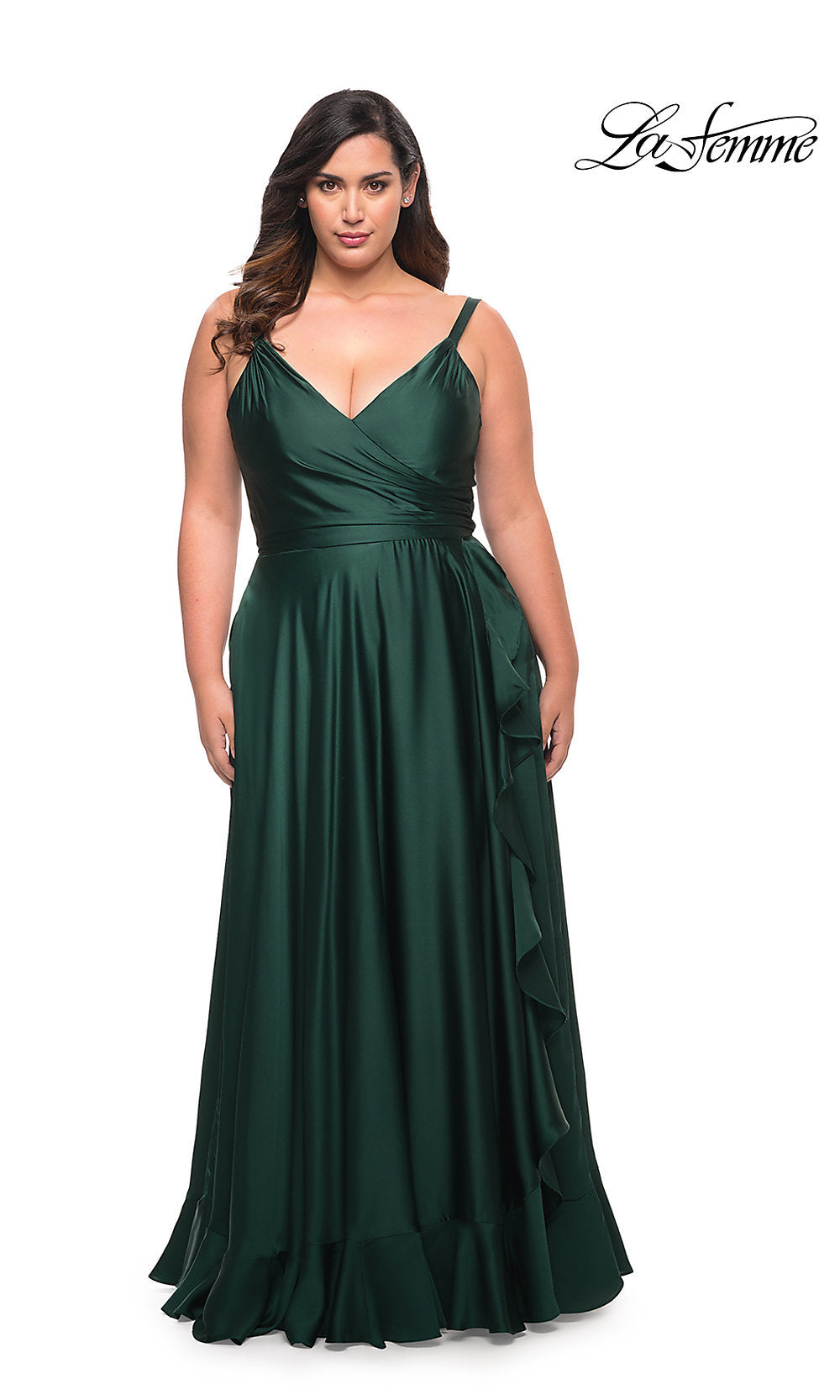 La Femme Ruffled Long Plus-Size Prom Dress - PromGirl Wine / 14W La Femme Ruffled Long Plus-Size Prom Dress - PromGirl Wine / 14W