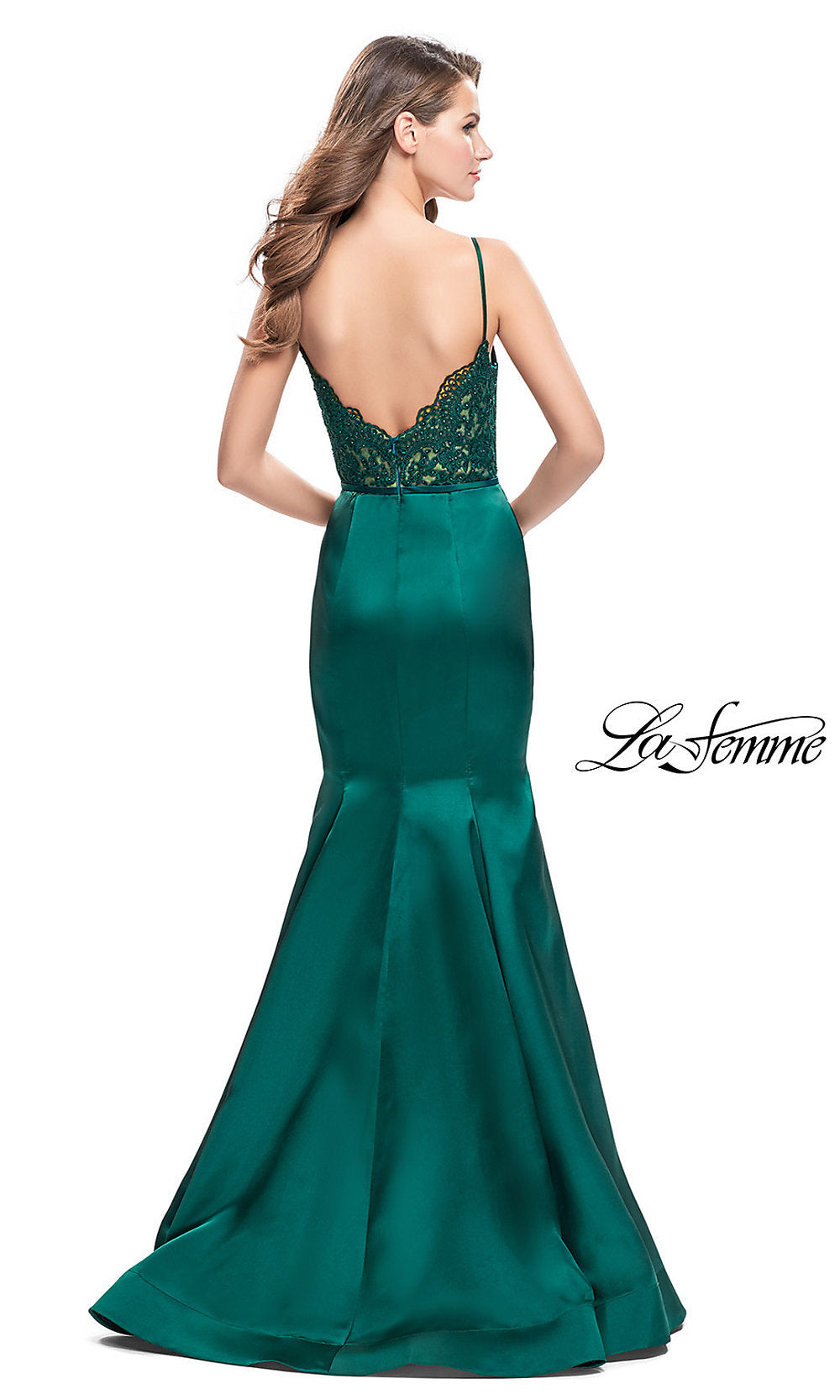  Long Spaghetti-Strap Mermaid-Style Prom Dress