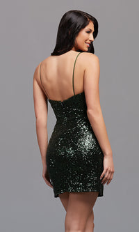  Sequin Short Spaghetti-Strap Homecoming Dress