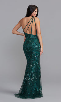  One-Shoulder Emerald Green Formal Dress for Prom