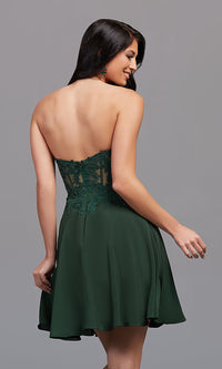  Embroidered Strapless Corset Short Hoco Party Dress