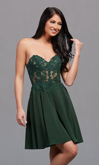  Embroidered Strapless Corset Short Hoco Party Dress