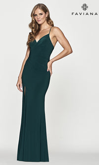 Evergreen Dark Green Long Formal Prom Dress by Faviana