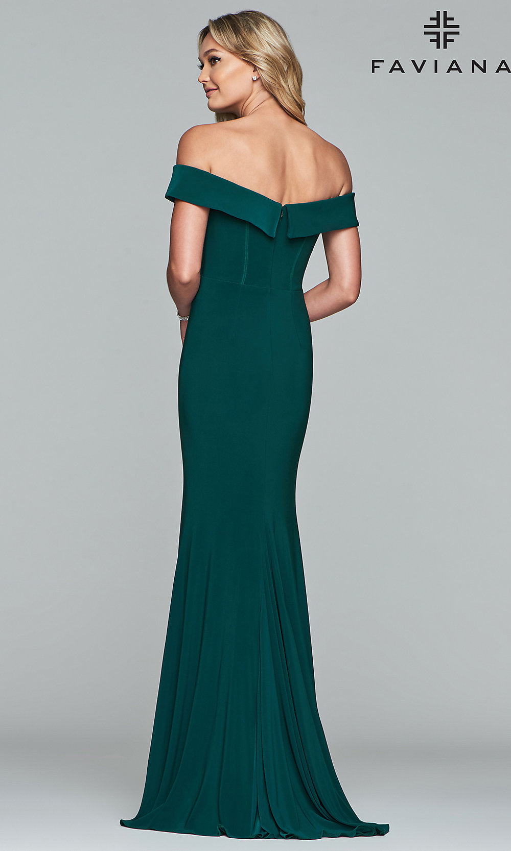  Off-the-Shoulder Long Formal Prom Dress by Faviana
