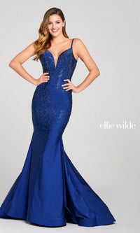 Navy Mermaid Ellie Wilde Heat Stone Prom Dress EW120012