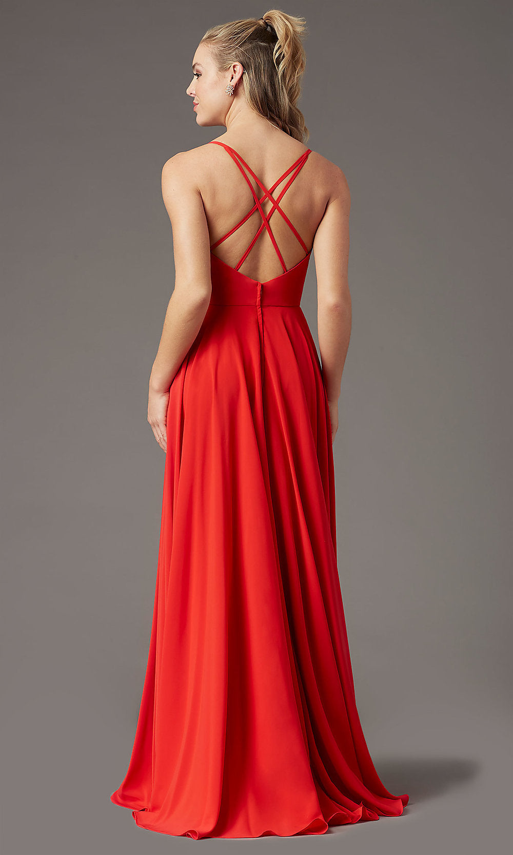  V-Neck Chiffon Long Formal Prom Dress by PromGirl