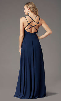  Caged-Back Long Formal Prom Dress by PromGirl