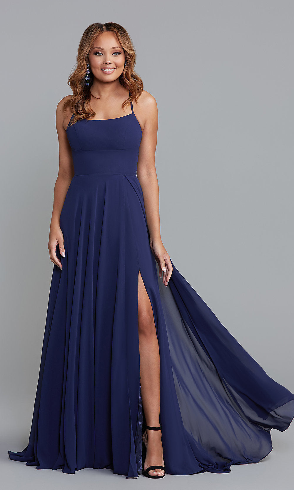 Galaxy Long Square-Neck Formal Prom Dress by PromGirl