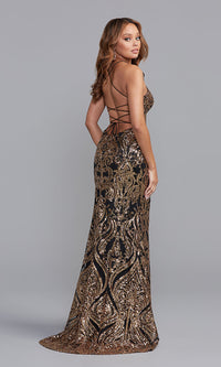  V-Neck Sequin Long Formal Dress for Prom