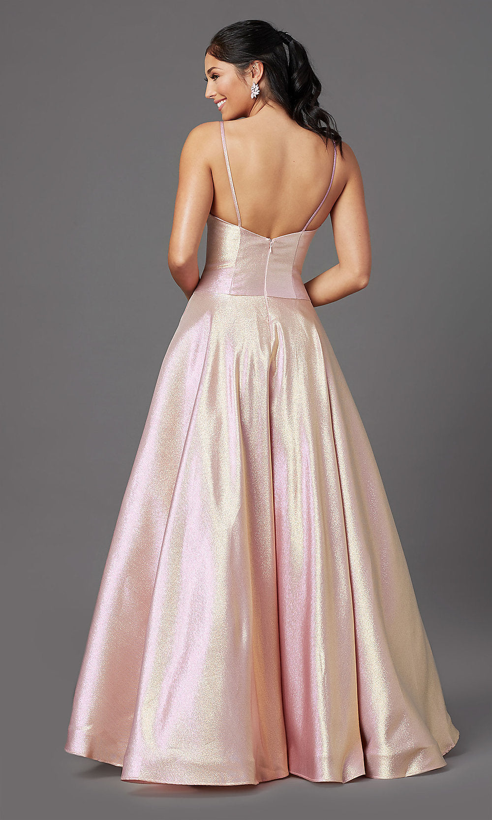 Holographic Glitter Long Formal Prom Dress by PromGirl