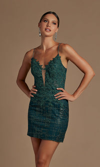 Green Illusion Corset-Bodice Sexy Short Homecoming Dress