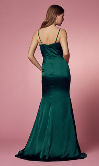  Cowl-Neck Simple Long Prom Dress