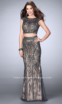  Extravagant Two-Piece Beaded Lace Gown