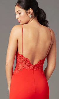 Long V-Neck Lace-Bodice PromGirl Prom Dress
