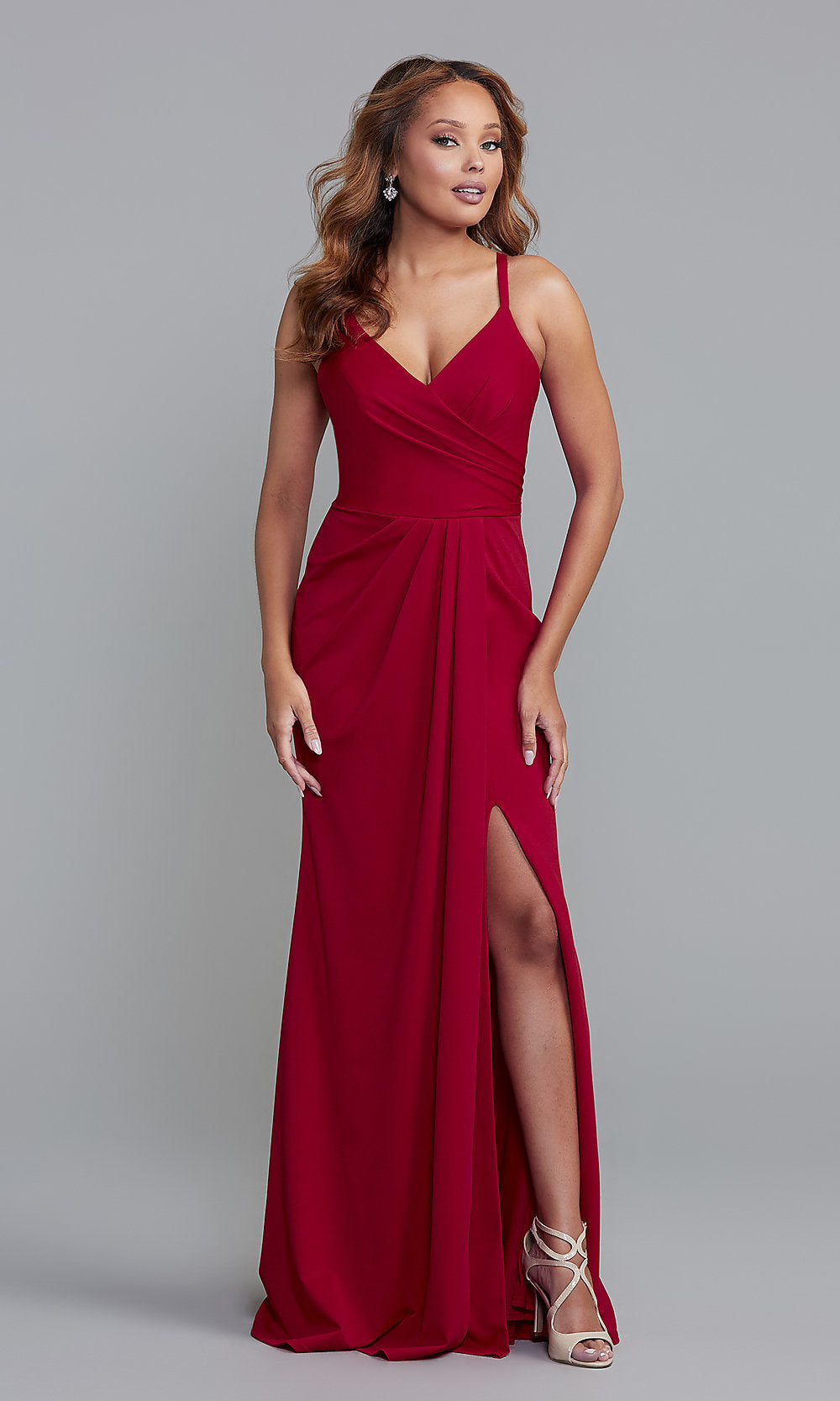 Heartthrob Tight Long Formal Prom Dress with Front Drape