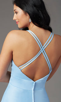  PromGirl Long V-Neck Faux-Wrap Prom Dress