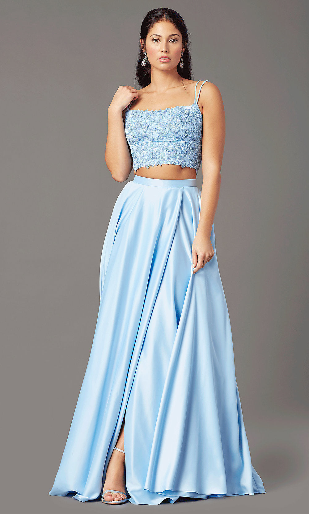  Satin Long Two-Piece Formal Prom Dress by PromGirl