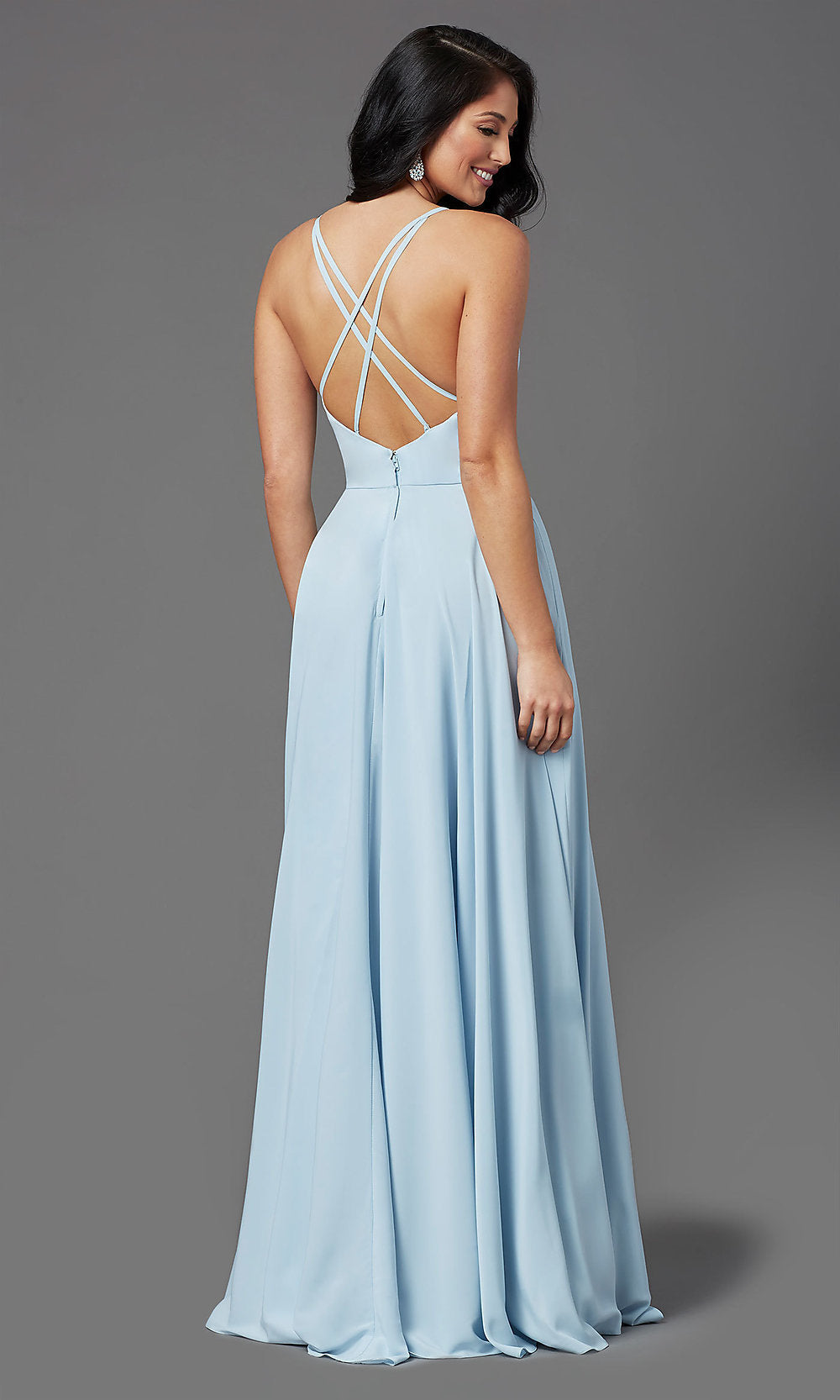  V-Neck Chiffon Long Formal Prom Dress by PromGirl