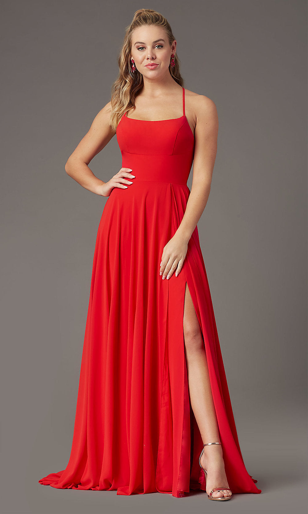 Hot Chili Long Square-Neck Formal Prom Dress by PromGirl