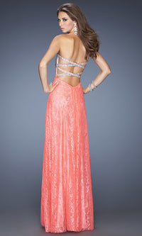  Full Length Sweetheart Open Back Lace Gown