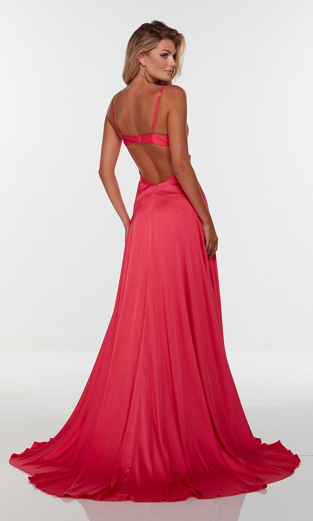 Hot Pink Alyce Hot Pink Long Prom Dress with Double Slits