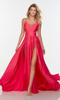  Alyce Hot Pink Long Prom Dress with Double Slits