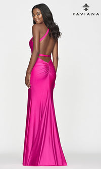  Faviana Hot Pink Long Prom Dress with Strappy Back