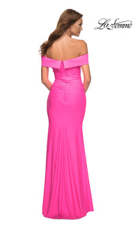  La Femme Off-the-Shoulder Bright Long Prom Dress