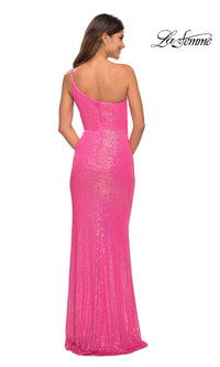  Hot Pink Long Sequin Prom Dress by La Femme
